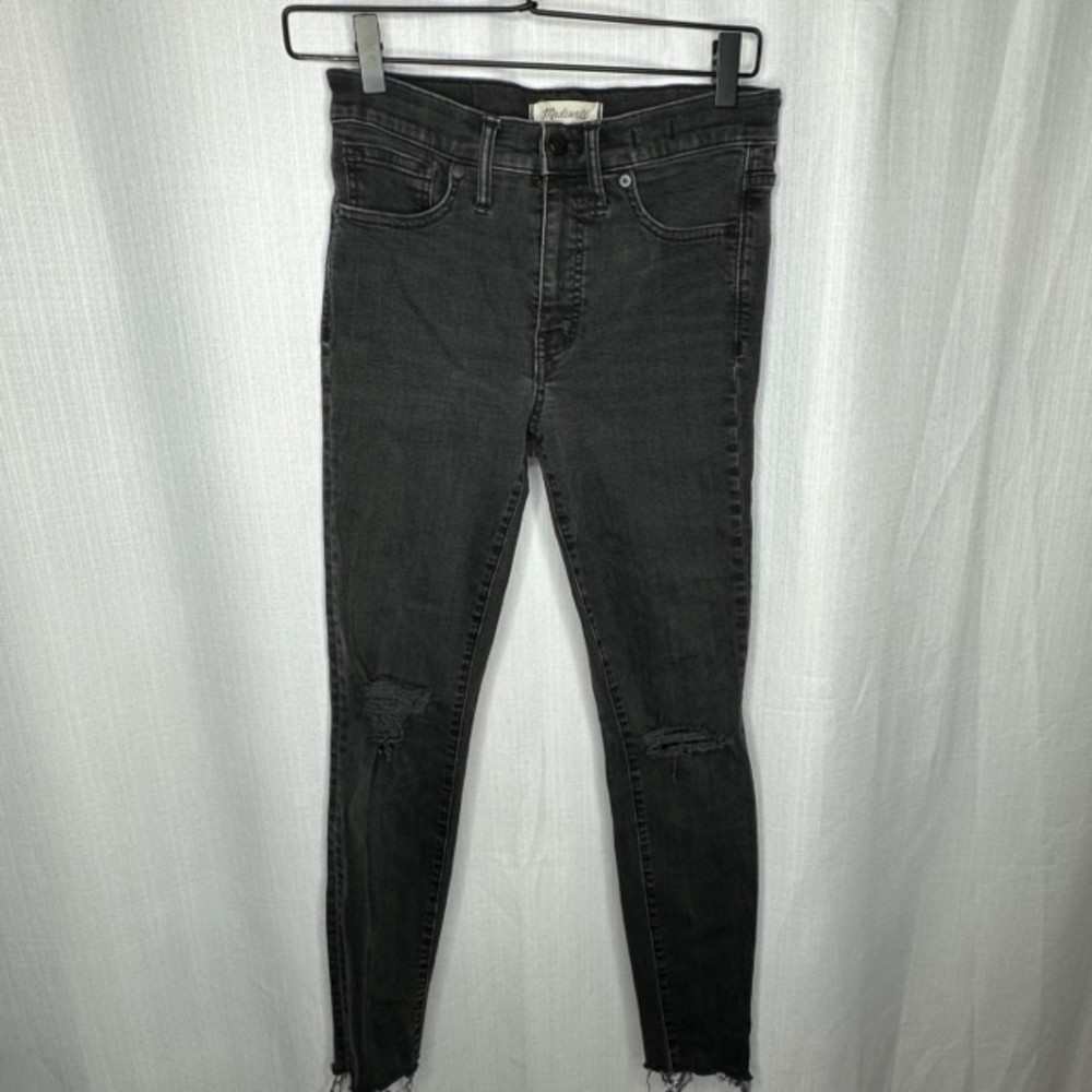 Madewell Black Gray 9‎ Inch High Rise Skinny Jeans